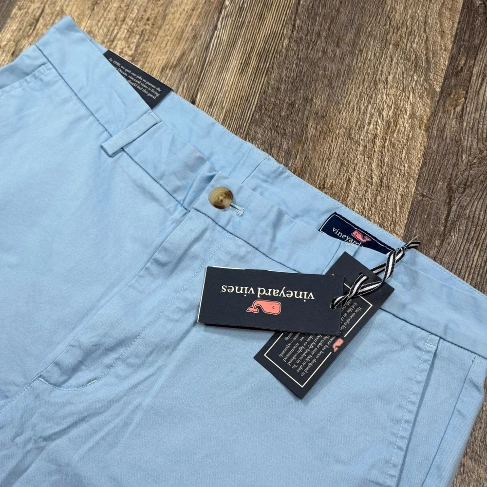 Vineyard Vines Mens 35 x 9 Breaker Shorts Jake Blue Stretch Chino 35 Whale NEW